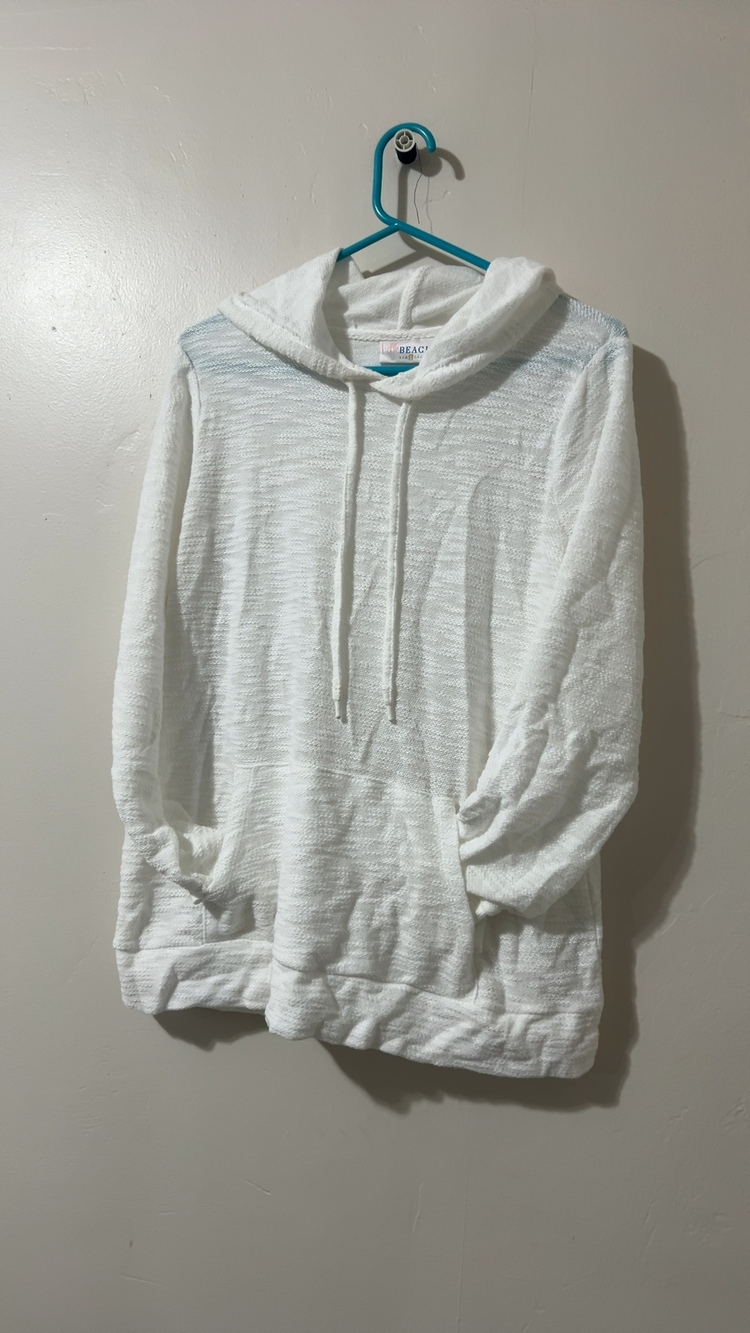 Belle Beach White Kim Gravel Hoodie Medium